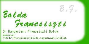 bolda francsiszti business card